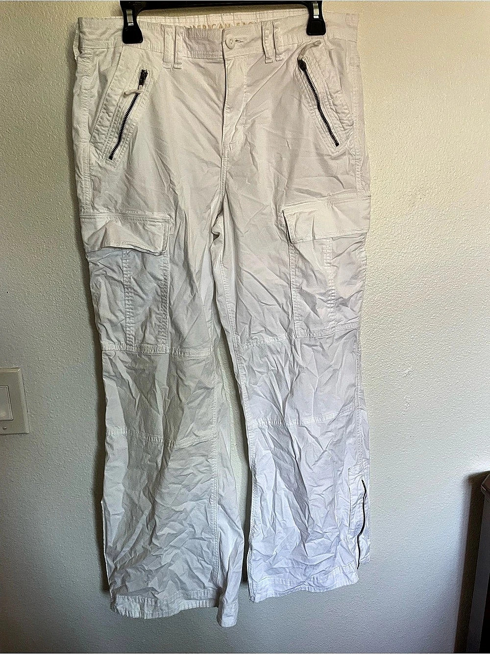 American Eagle Low-Rise Factory Flare White Low-Rise Flare Pants Size 10